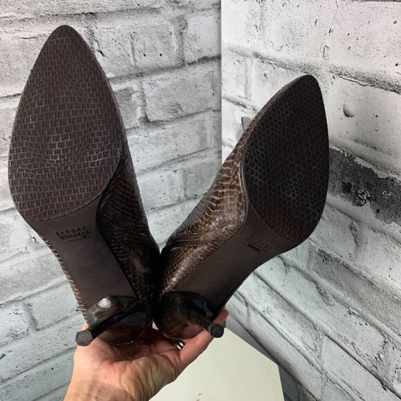 Stuart Weitzman Pointy Toe Snakeskin Leather High Stiletto Heel Booties - Picture 9 of 11